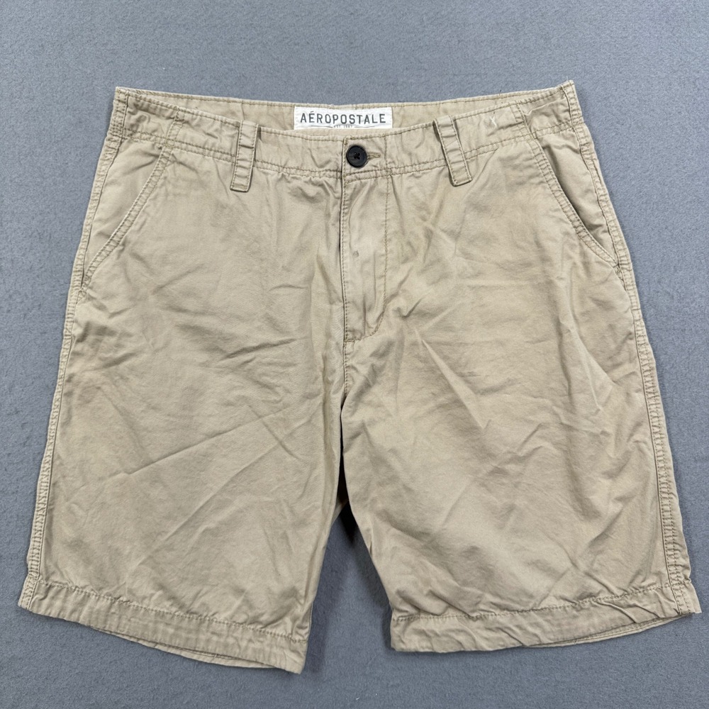 Aeropostale Chino Shorts Mens 34 Khaki Tan Relaxed Fit High Rise Hiking Y2K